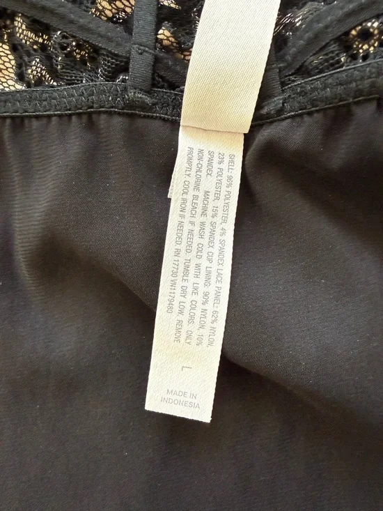 Auden Babydoll Plunge Chemise Large Floral Lace Bodice Satin Nightie Notes - Picture 12 of 15